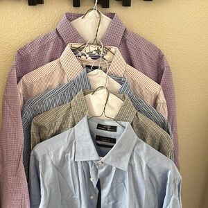 Saks Fifth Avenue Assorted Dress Shirts - Blue, Gray, Red